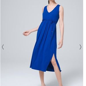 WHBM Gathered Waist Slub Knit Midi Dress